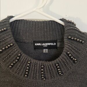 Karl Lagerfeld Gray Embellished Midi Dress